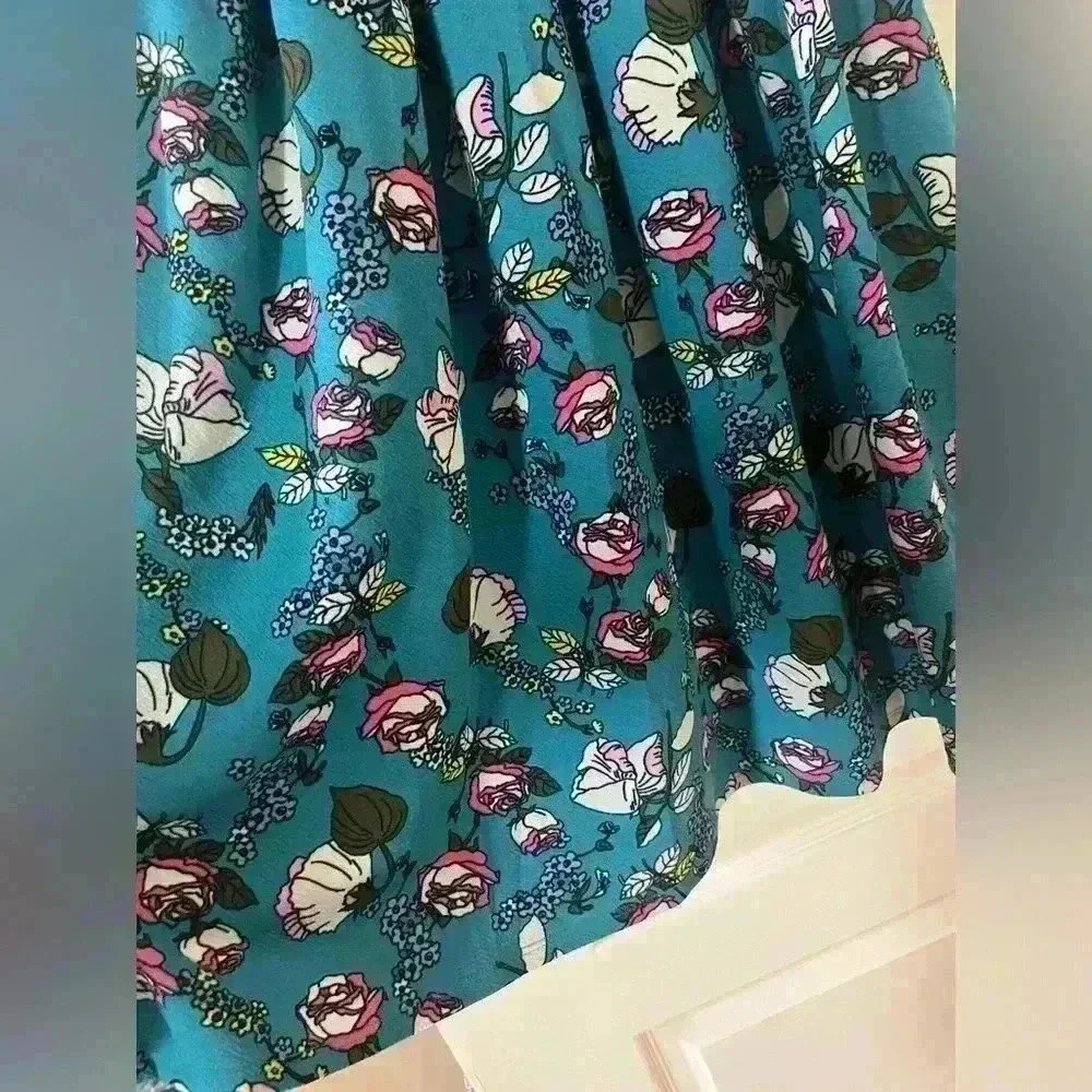 EUC LulaRoe Teal Floral Dress Women’s XS - Picture 8 of 11